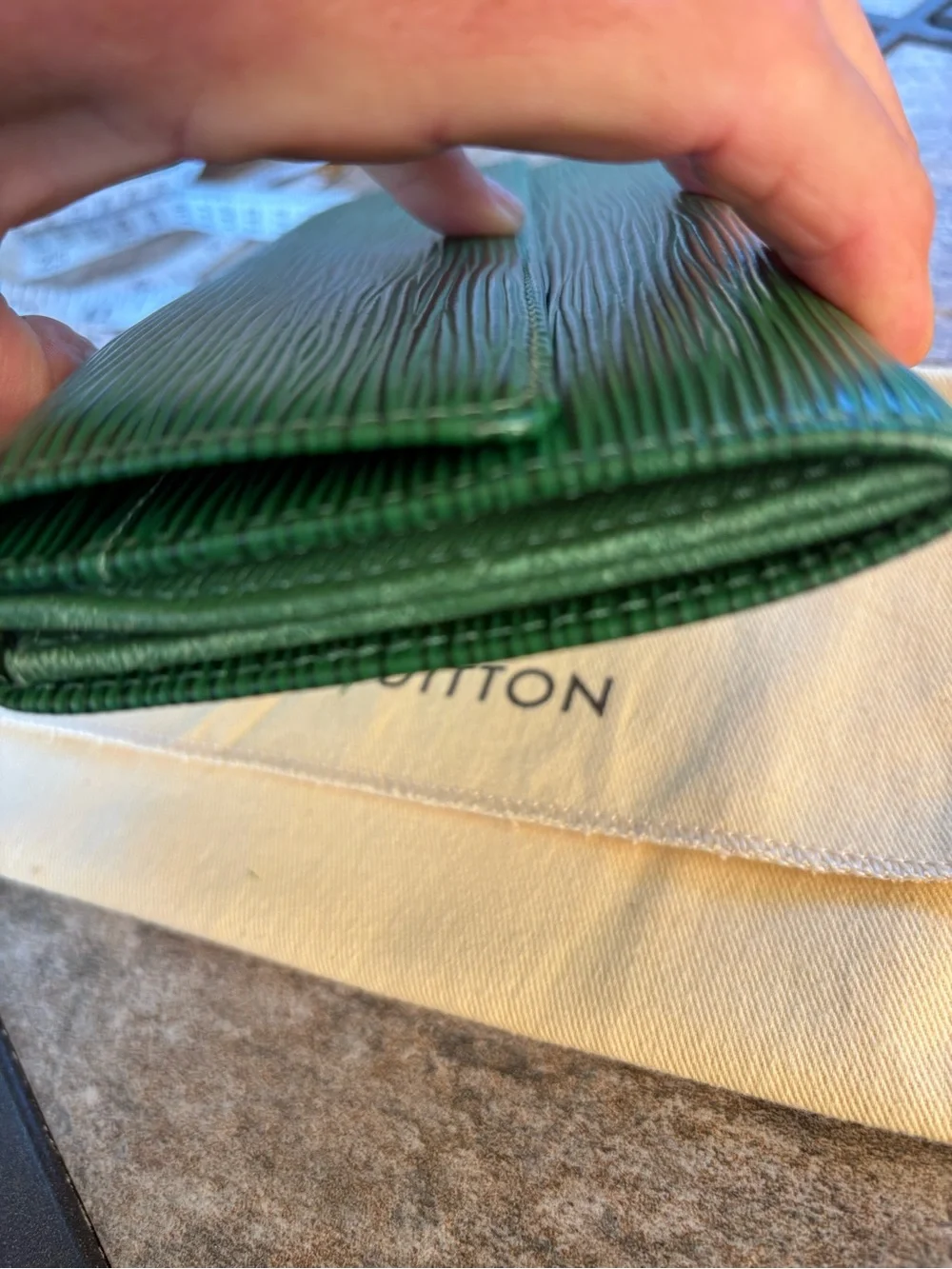 Louis Vuitton Emerald Green Epi Leather Clutch Wallet - Designer Style